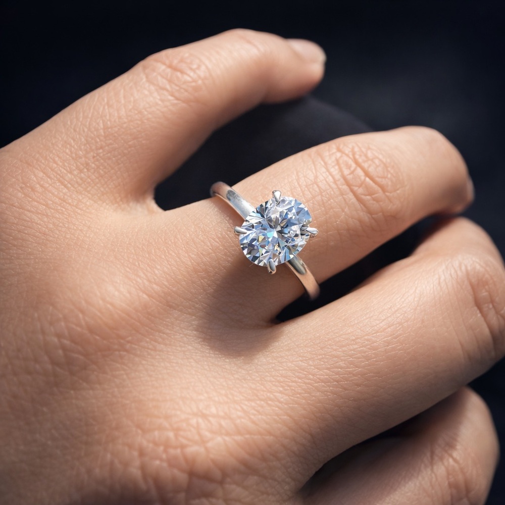 Silver .925 engagement ring /Oval moissanite 7x9mm 1.75ct